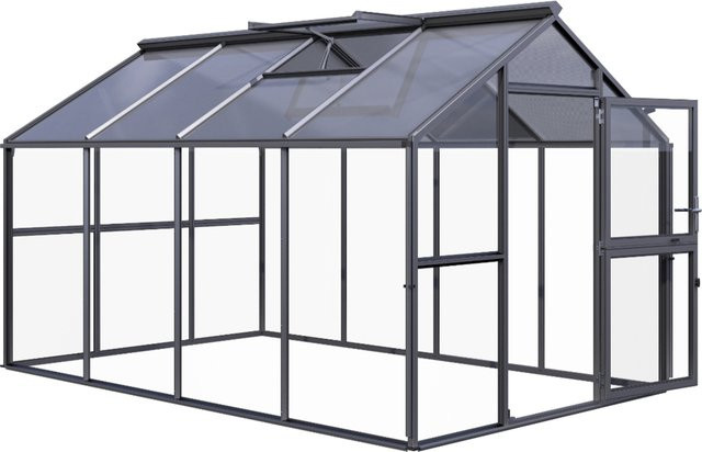 KGT Gewächshaus Novum IV in Anthrazit mit Satteldach, 11,1 m², Kombination aus Sicherheitsglas und Polycarbonat - Bild 1