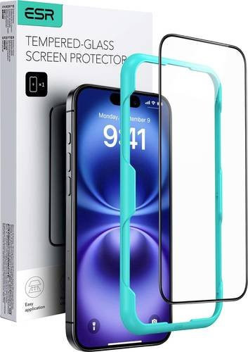ESR Displayschutzglas aus gehärtetem Glas für Apple iPhone 16 und iPhone 15, transparent, kratzfest und anti-fingerprint, 1 St. - Bild 1
