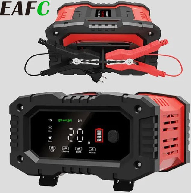 EAFC Autobatterieladegerät 20A/10A 12V/24V mit Pulsreparatur für AGM, Gel, Nass, Blei-Säure und LiFePO4 Batterien - Bild 1