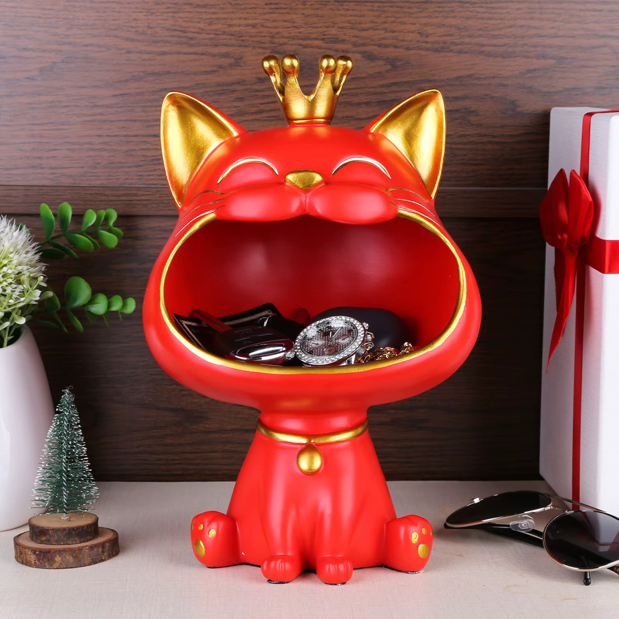 APWIKOGER Dekorative Katze Statue als Schlüsselbox und Aufbewahrungsbox für den Schreibtisch in Schwarz - Bild 2