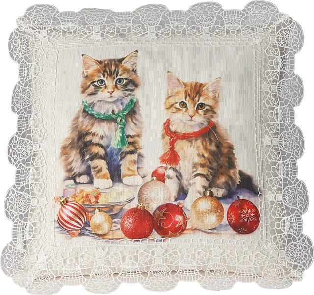 Kissenhülle Weihnachtskatze von viva domo, mehrfarbig, B/T/H: 40 x 40 x 1 cm - Bild 1