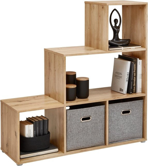 Based Regal Cassa 1 in Eiche Artisan, modernes Standregal für dein Wohnzimmer in Braun und Beige, B/T/H: 113,0 x 35,0 x 112,0 cm - Bild 1