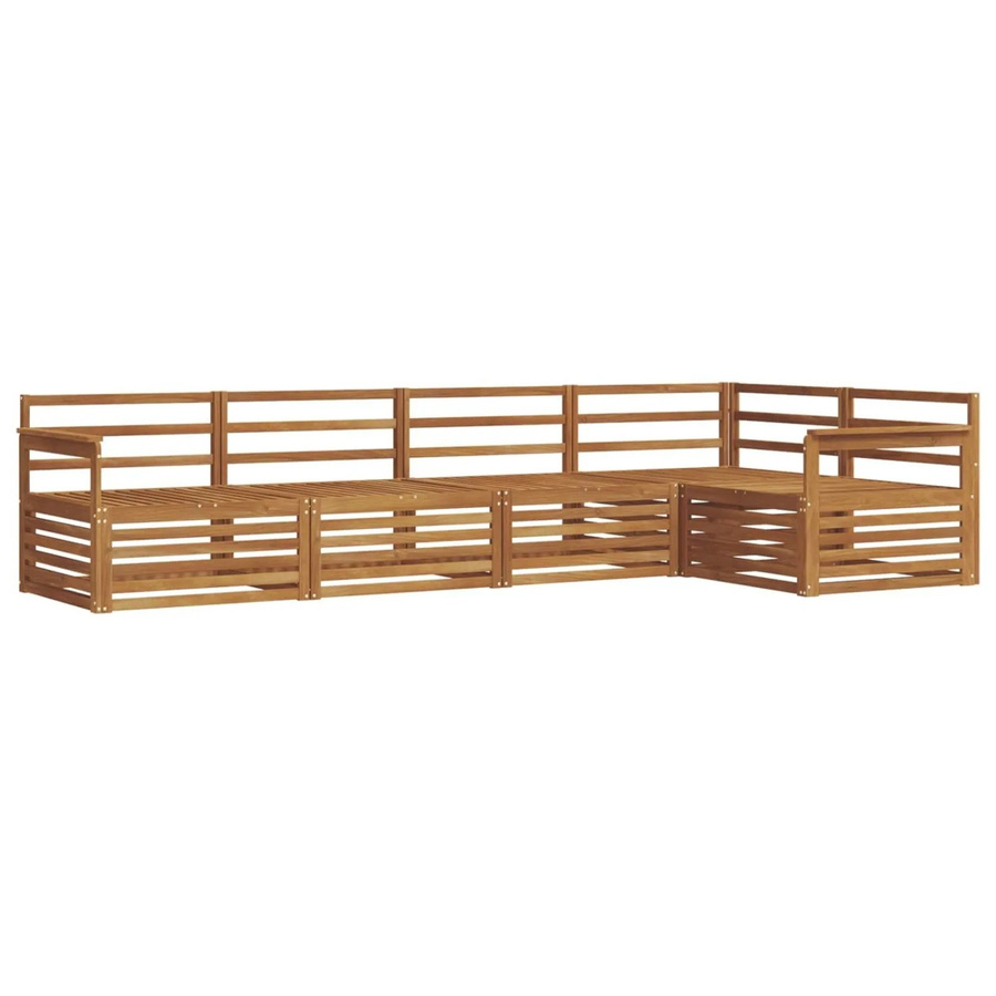 vidaXL Outdoor-Sofagarnitur 5-teilig aus Massivholz Akazie in Natur Braun, L-Form mit Ecksofa und Mittelsofas - Bild 2