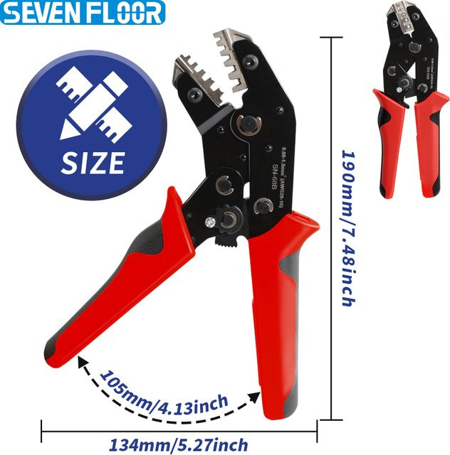 Crimpzange SN-68B für JST PH 2,0mm, XH 2,5mm, VH 3,96mm, JWPS 4,0mm und Dupont Open Barrel Terminals in Rot - Bild 1