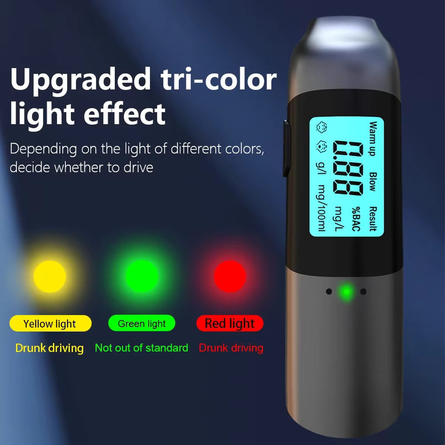 KEBETEME Tragbarer berührungsloser Alkoholtester mit LED-Digitalanzeige in Schwarz - Bild 2