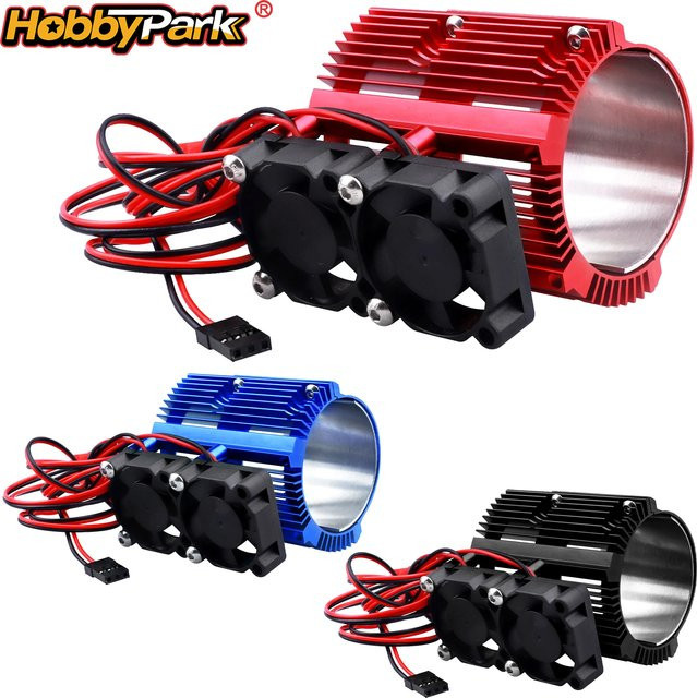 HobbyPark Aluminium-Motorkühlkörper mit zwei Lüftern für 1/10 Traxxas E-Revo Summit, 40–43 mm Motor - Bild 1