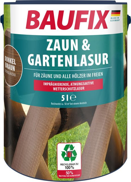 Baufix Zaun- und Gartenlasur Dunkelbraun Seidenglänzend 5 l - Bild 1
