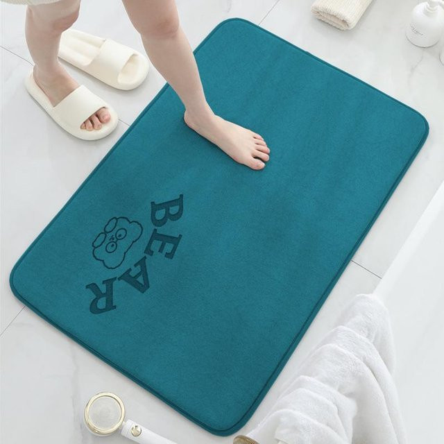Rutschfeste Badezimmerfußmatte von Yiran Furniture mit Tier-Motiv aus Polyester, Grau und Türkis, B/T: 60 x 40 cm - Bild 1