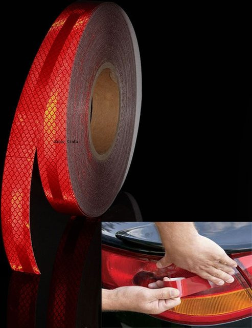 Satop Cinta Reflektierendes Klebeband Rot Retro-Look Wasserdicht für Auto und Fahrrad Breite: 2,5 cm, Länge: 5 m - Bild 1