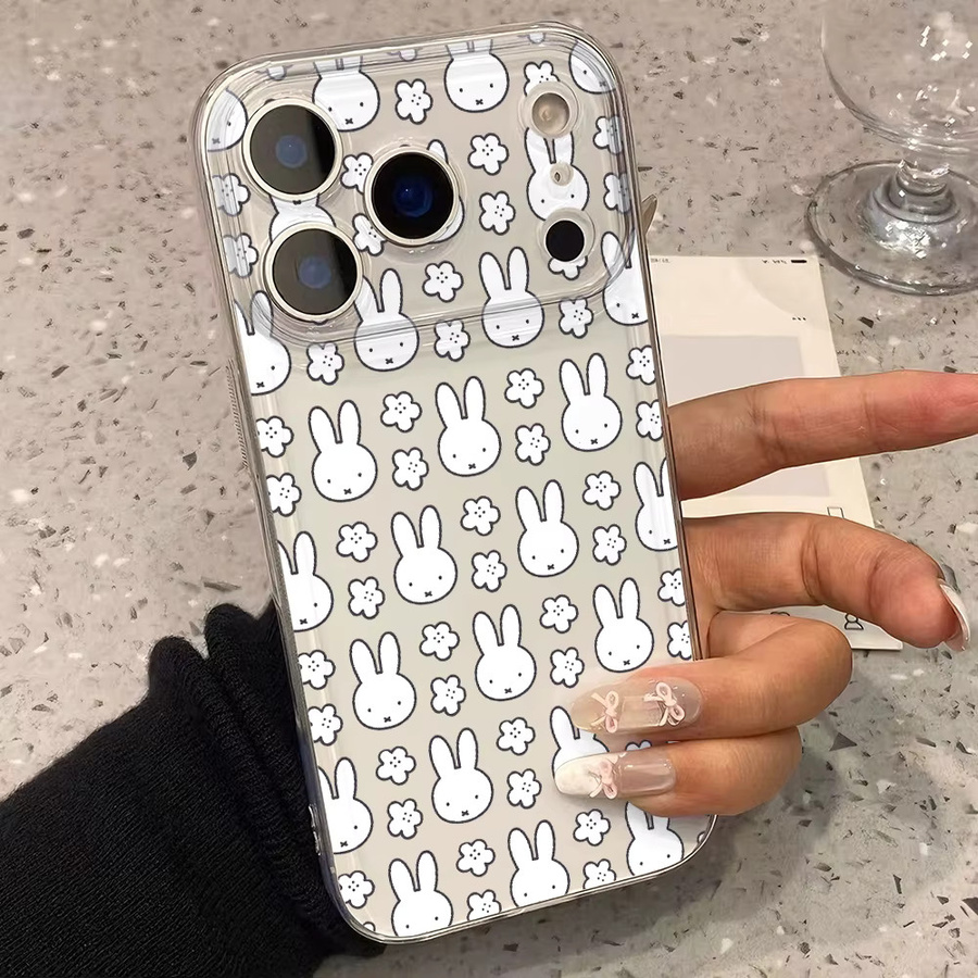 Miffy Handyhülle für iPhone 17 16 15 14 13 12 11 Pro Max Plus und weitere Modelle, Weiche TPU Schutzhülle mit Hasen-Design, Transparent - Bild 4