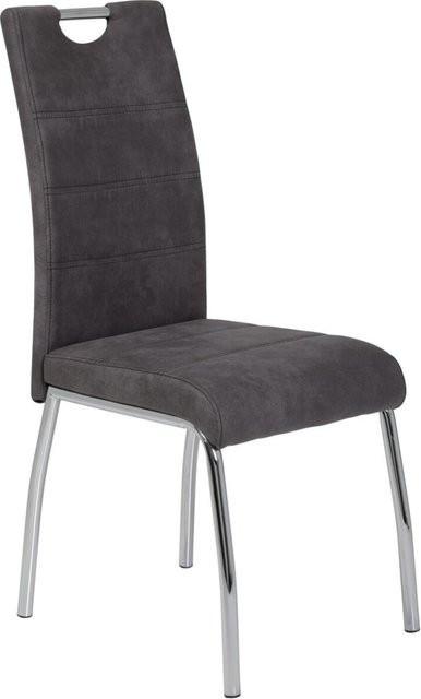 2er Set Stühle Hela im Vintage-Design aus Microfaser, Farbe Anthrazit, B/H/T: 44 x 98 x 61 cm - Bild 1