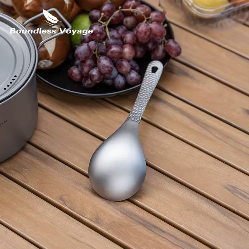 Boundless Voyage Titan-Suppenlöffel Ti1039T Schöpfkelle mit Loch in Silber - Bild 5