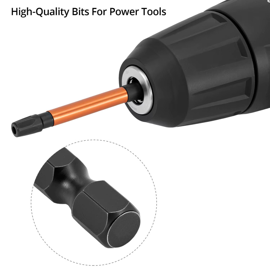 Rafford 13-teiliges Torx-Bit-Set aus S2-Stahl mit 75 mm Länge, magnetisch, 1/4 Zoll Sechskantschaft, kompatibel mit Schlagschraubern, T5-T40 - Bild 2