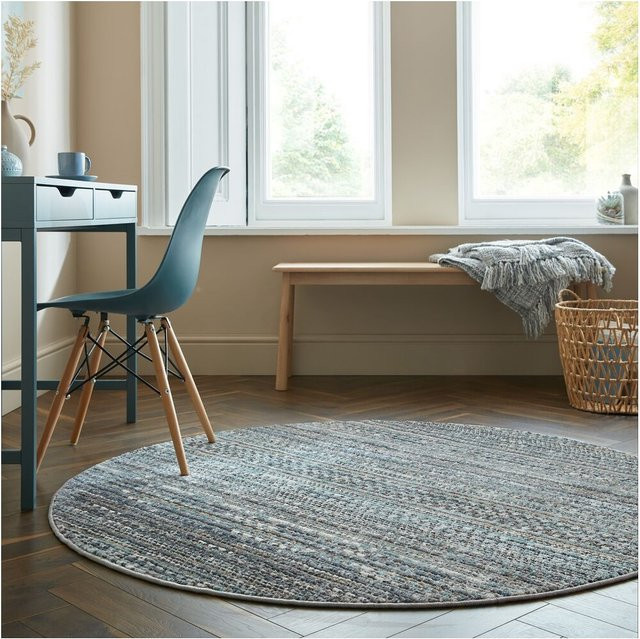Runder Teppich Kadima Design PERRAN gestreift in Blau Durchmesser: 160 cm - Bild 1