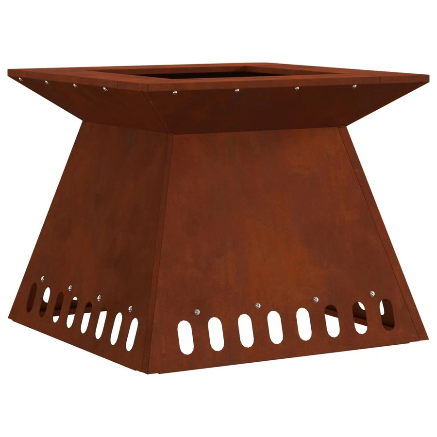 vidaXL Feuerstelle aus wetterfestem Stahl in Braun, B/T/H: 48 x 48 x 40 cm - Bild 2