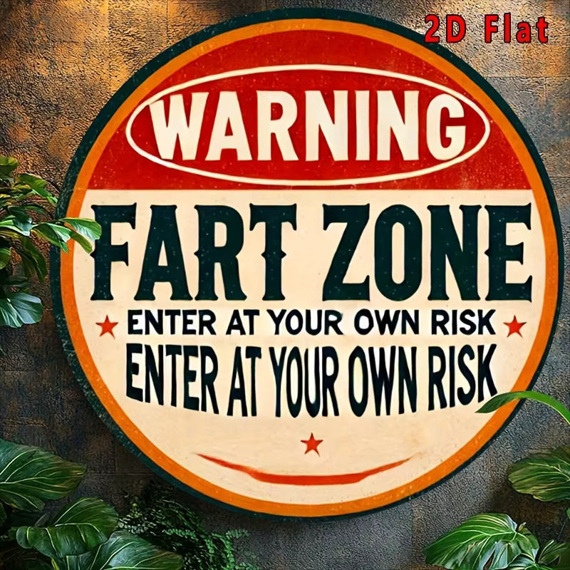 Rundes Metall-Warnschild Potdemiel Fart Zone im Vintage-Stil mit Typografie in Rot - Bild 2
