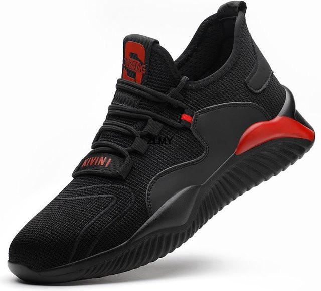 NB Fashion Sicherheitsschuhe mit Stahlkappe für Herren und Damen in Schwarz, atmungsaktive Arbeits-Sneaker, stich- und schlagfest, Größe 48 - Bild 1