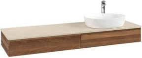 V&B Waschtischunterschrank Antao mit Beleuchtung ohne Frontstruktur, Farbe: Weiß und Braun, B/T: 160 x 50 cm - Bild 1