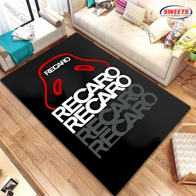 Karpetti Teppich mit R-Recaro Logo Druck in Schwarz für Wohnzimmer, Schlafzimmer oder Büro, B/T: 120 x 80 cm - Bild 1