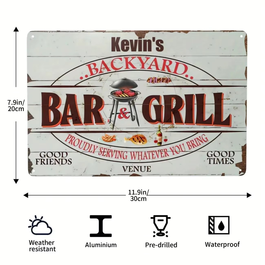 Personalisiertes BBQ-Grill Aluminiumschild von CIFBUY im Vintage-Design als individuelles Outdoor-Dekor für die Wand - Bild 2