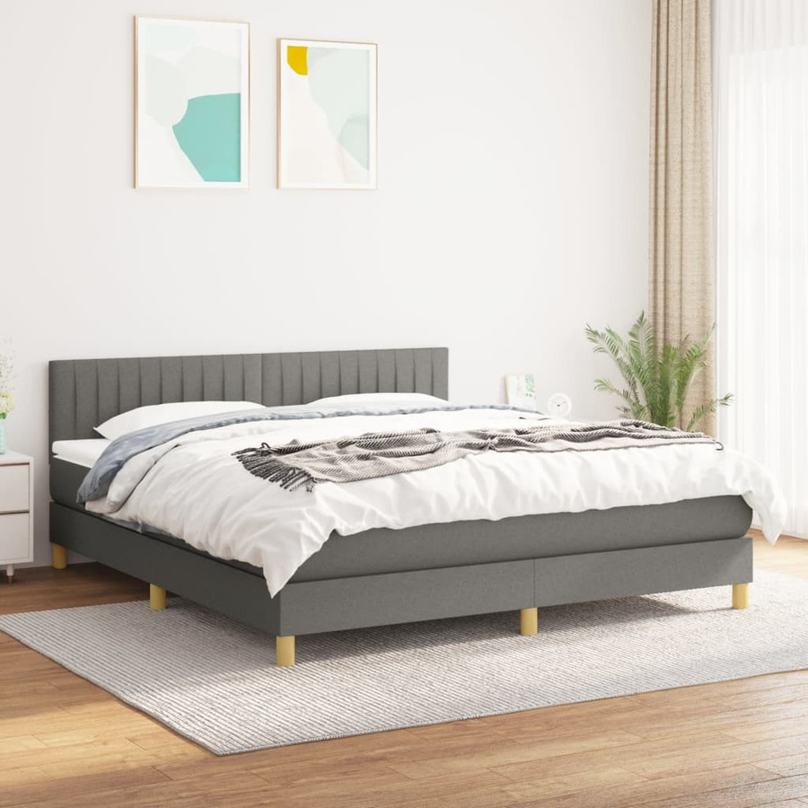 vidaXL Boxspringbett mit Matratze Hybrid-Design Dunkelgrau B/T/H: 180 x 200 cm - Bild 3