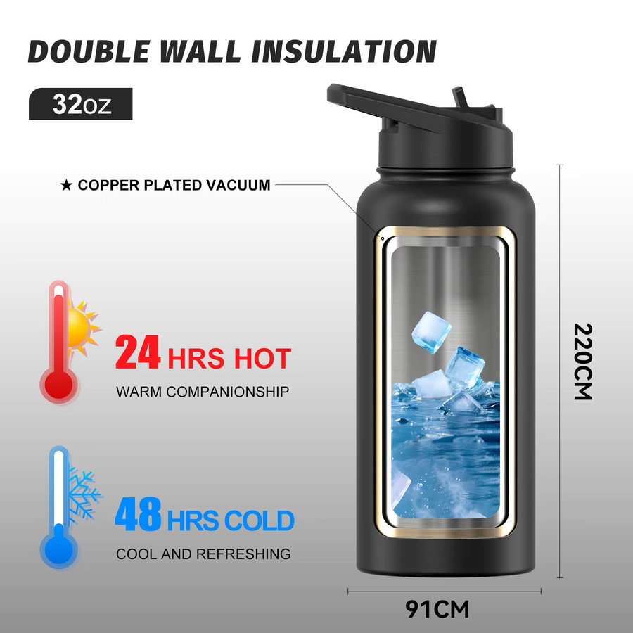 WATERSY Sportwasserflasche aus Edelstahl in Grün, isolierte Thermoflasche mit 650 ml (ca. 22 oz) für Sport und Reise - Bild 5