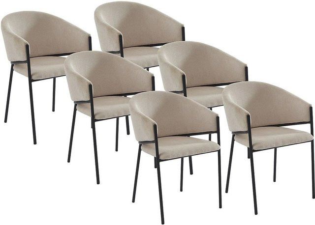 Vente-unique Stuhl Ordida in Cremefarben mit Armlehnen und Cord-Bezug - Bild 1