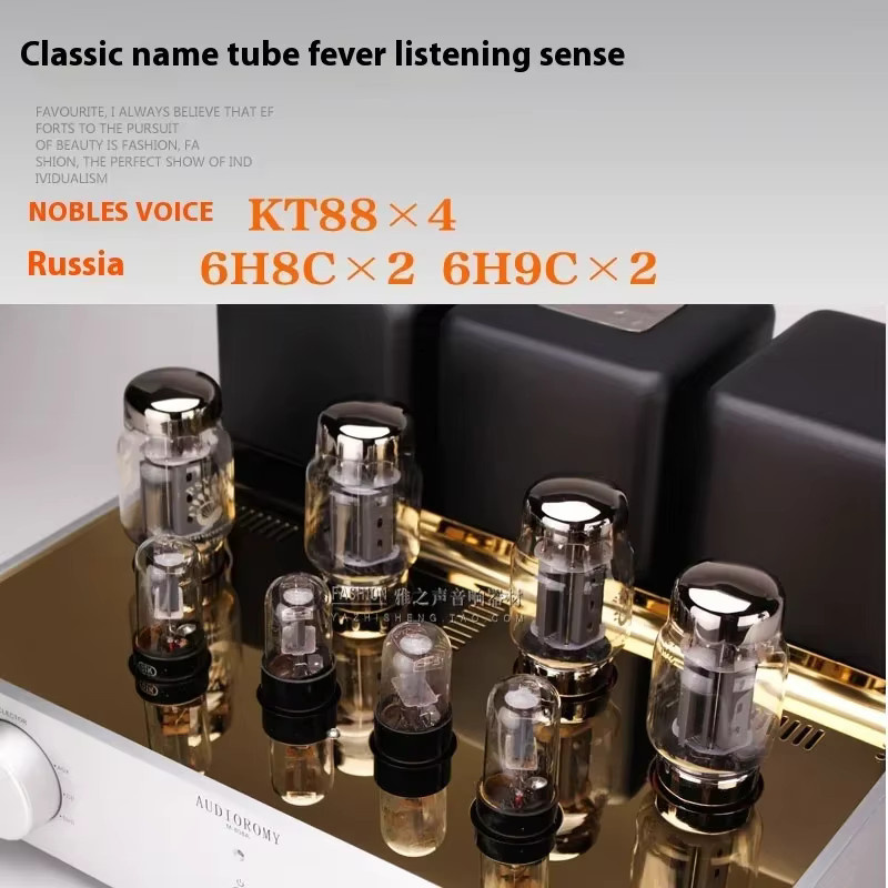 AMXEKR KT88 Röhrenverstärker in Silber, handgefertigter 2.0 HIFI-Audio-Verstärker mit 45W - Bild 2