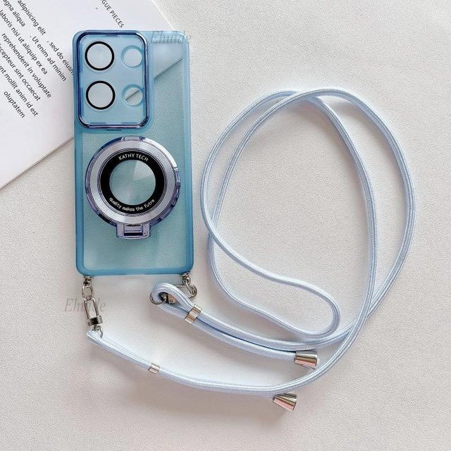 Magnetische Lanyard Schutzhülle für Xiaomi Redmi Note 14 13 Pro Plus 15 13C 12C 14C A5 POCO X6 M6 in Transparent oder Blau - Bild 1