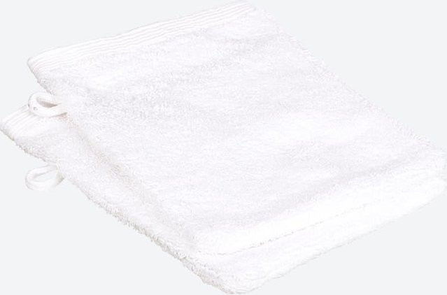 NKD Frottee-Waschhandschuh aus 100% Baumwolle, weiß, 2er-Pack, B: 16 cm, H: 21 cm - Bild 1