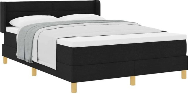 vidaXL Boxspringbett mit Matratze in Schwarz, modernes Design aus Polyester und Kiefer, B/T: 160 x 200 cm - Bild 1