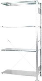 Schulte Green Steckregal Anbauregal aus verzinktem Stahl mit 4 Fachböden, Farbe: Silber, B/T/H: 100 x 40 x 200 cm - Bild 1
