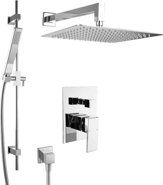 PaulGurkes Unterputz Duschsystem in Chrom mit Regenbrause und Handbrause, Durchmesser: 30 cm - Bild 1