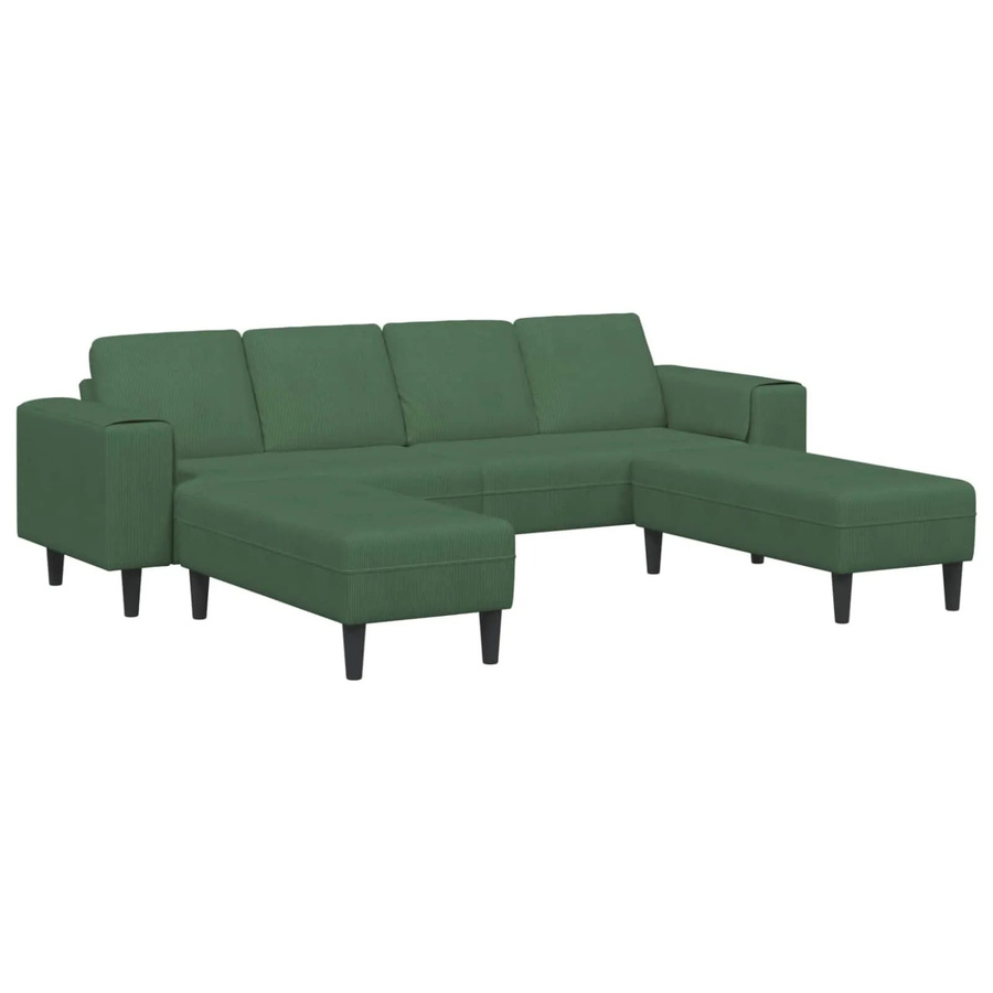 vidaXL Sofa in Dunkelgrün mit Kissen aus Cordstoff, B/T/H: 250 x 188 x 76 cm - Bild 2