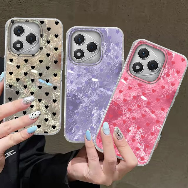 Bunte Liebesherz Telefonhülle für Honor in Schwarz - Bild 1