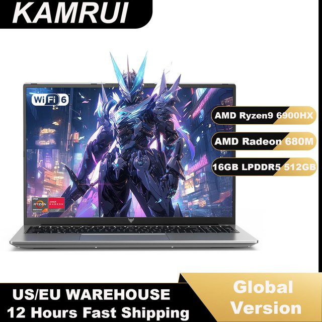 KAMRUI Gaming-Laptop mit 16 Zoll Display, AMD Ryzen 9 6900HX, 16GB LPDDR5, 512GB PCIe 3.0 SSD, FHD 1920P, Windows 11 - Bild 1