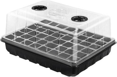 Amusedly Pflanzenanzuchtbox mit Feuchtigkeitskuppel aus Kunststoff, Transparent/Schwarz - Bild 1
