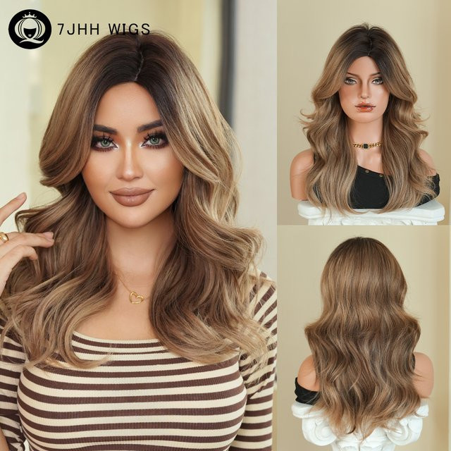 7JHH WIGS Perücke für Damen, schokoladenbraun, synthetisch - Bild 1