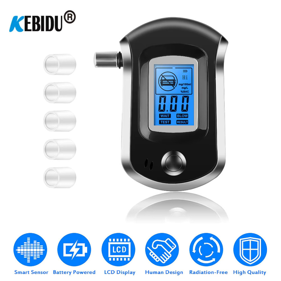 KEBETEME AT6000 Digitaler Alkoholtester mit LCD-Bildschirm in Schwarz - Bild 4