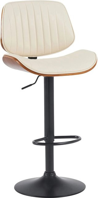 DELUKE Barhocker LOSAN höhenverstellbarer Barstuhl mit Lehne und 360 Grad Drehbarkeit aus Kunstleder in Walnuss/Creme, B/T/H: 50 x 50 x 94 cm - Bild 1