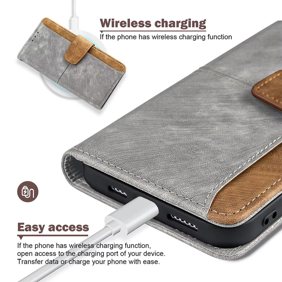 Leder Handyhülle mit Kartenfach und Standfunktion für Sony Xperia 1 5 10 II III VI V VI 10 1 VII in Grau - Bild 5