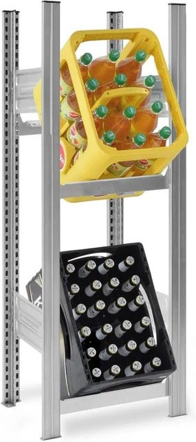 PROREGAL Getränkekistenregal Stecksystem T-Profil aus verzinktem Stahl, 2 Ebenen, H x B x T: 120 x 50 x 30 cm - Bild 1
