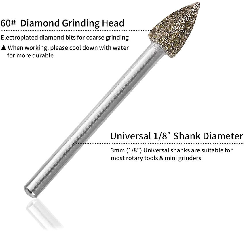 SI FANG Zylindrischer Diamantfräser in Silber mit 3 mm Schaft als Schleifbit zum Gravieren und Schnitzen von Stein und Jade für Dremel-Rotationswerkzeuge - Bild 4