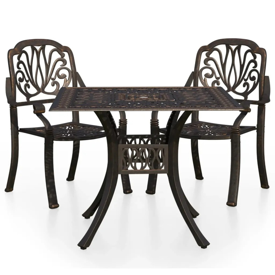 vidaXL 3-tlg Bistro-Set aus Aluminiumguss in Bronze und Braun, Modell 4 - Bild 2