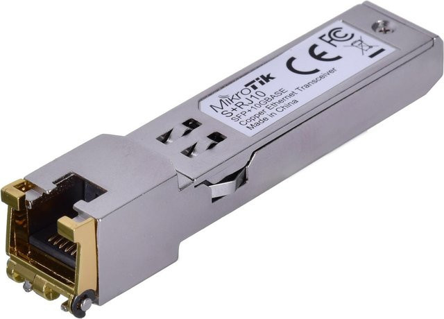 MikroTik S+RJ10 SFP+ Transceiver-Modul in Silber mit RJ-45 für 10GbE, 5GbE und 2,5GbE bis zu 200 m - Bild 1