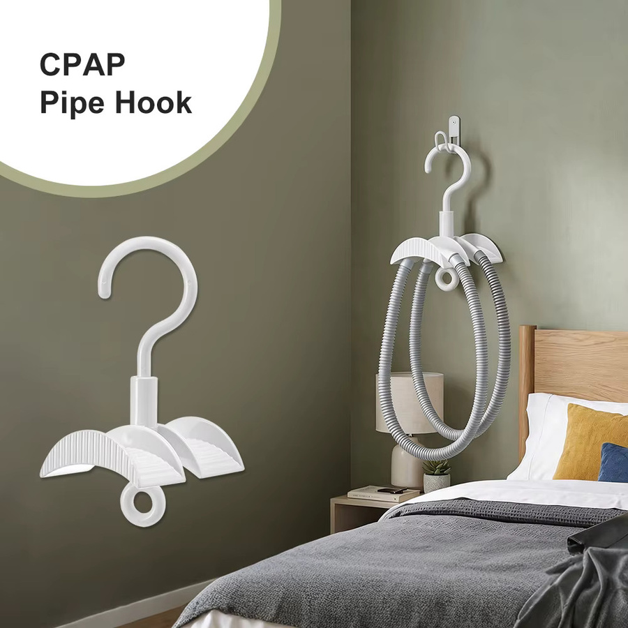 SALORIE CPAP-Schlauchhalter mit 2-Bogen-Design in Weiß zur Bettseitigen Aufbewahrung von Maske, Kopfband und Schlauch - Bild 2
