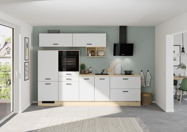 Impuls Küchen Küchenzeile IBZ4300H2 in Weiß mit Soft-Close-Türen und Schubladen, Breite: 300 cm - Bild 1
