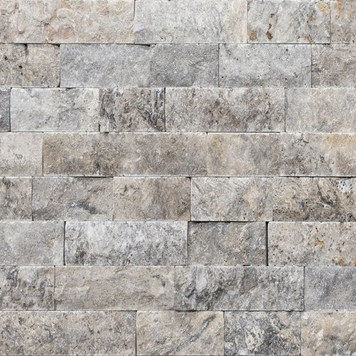 WOHNRAUSCH Wandverblender Mudra Grey aus Travertin in Grau, Beige und Braun, 0,5 m², H: 7,5 cm, B: 2-3 cm, L: 10-50 cm - Bild 1
