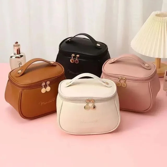 GOT-TOG Kosmetiktasche aus PU für Damen in Schwarz, multifunktionale wasserdichte Reisetasche mit großer Kapazität - Bild 1