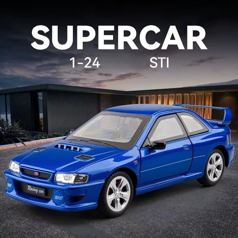 WELLY Subaru STI Automodell aus Legierung im Maßstab 1/24, Blau - Bild 3